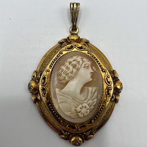 Vintage Gold & Porcelain Pendant